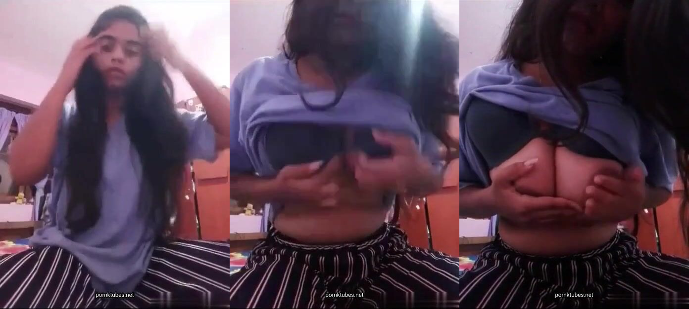20 years old hot TikToker girl shows her big juicy boobs to go viral - XXX Clip