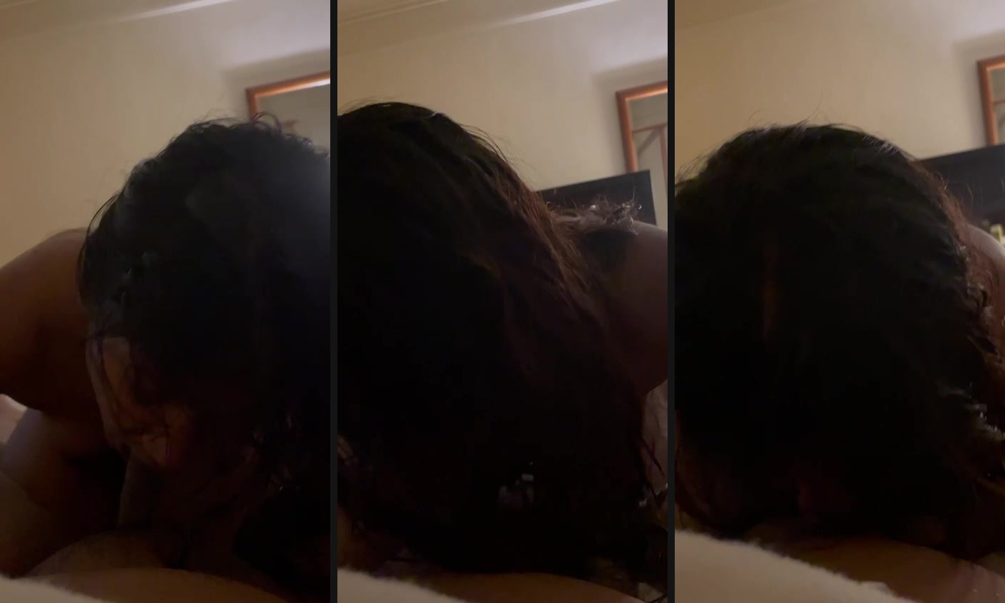 A girl with wet hair sucks her BF's dick in gf bf sex