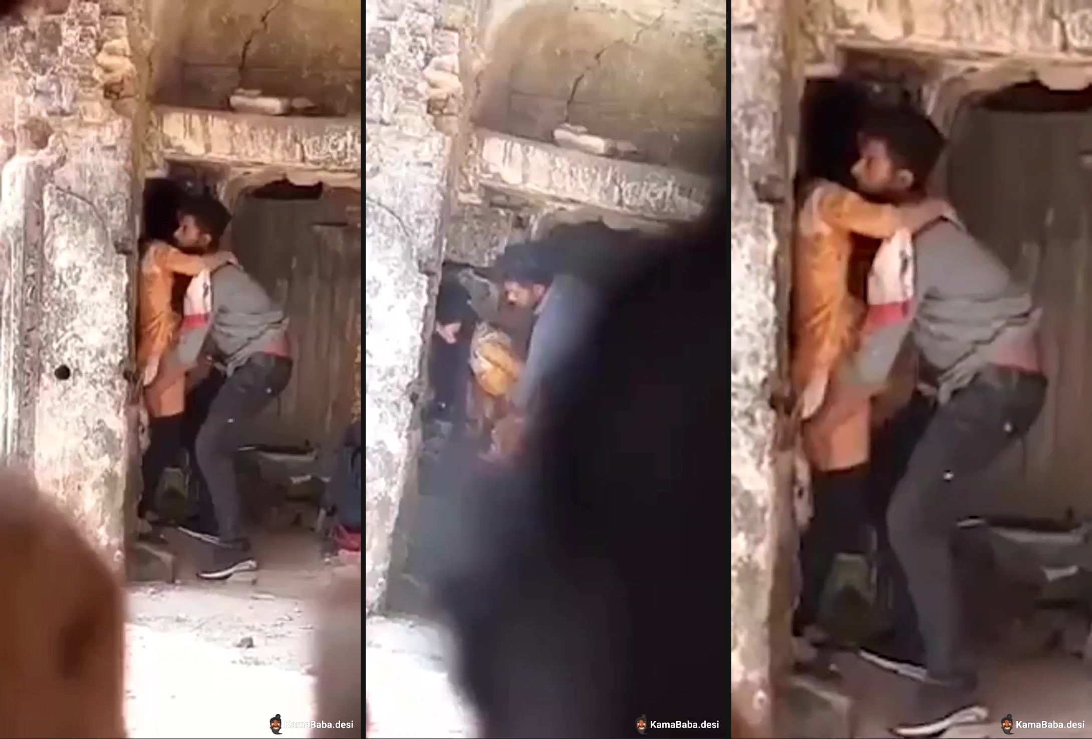 A horny guy fucks his GF in a broken historic place
