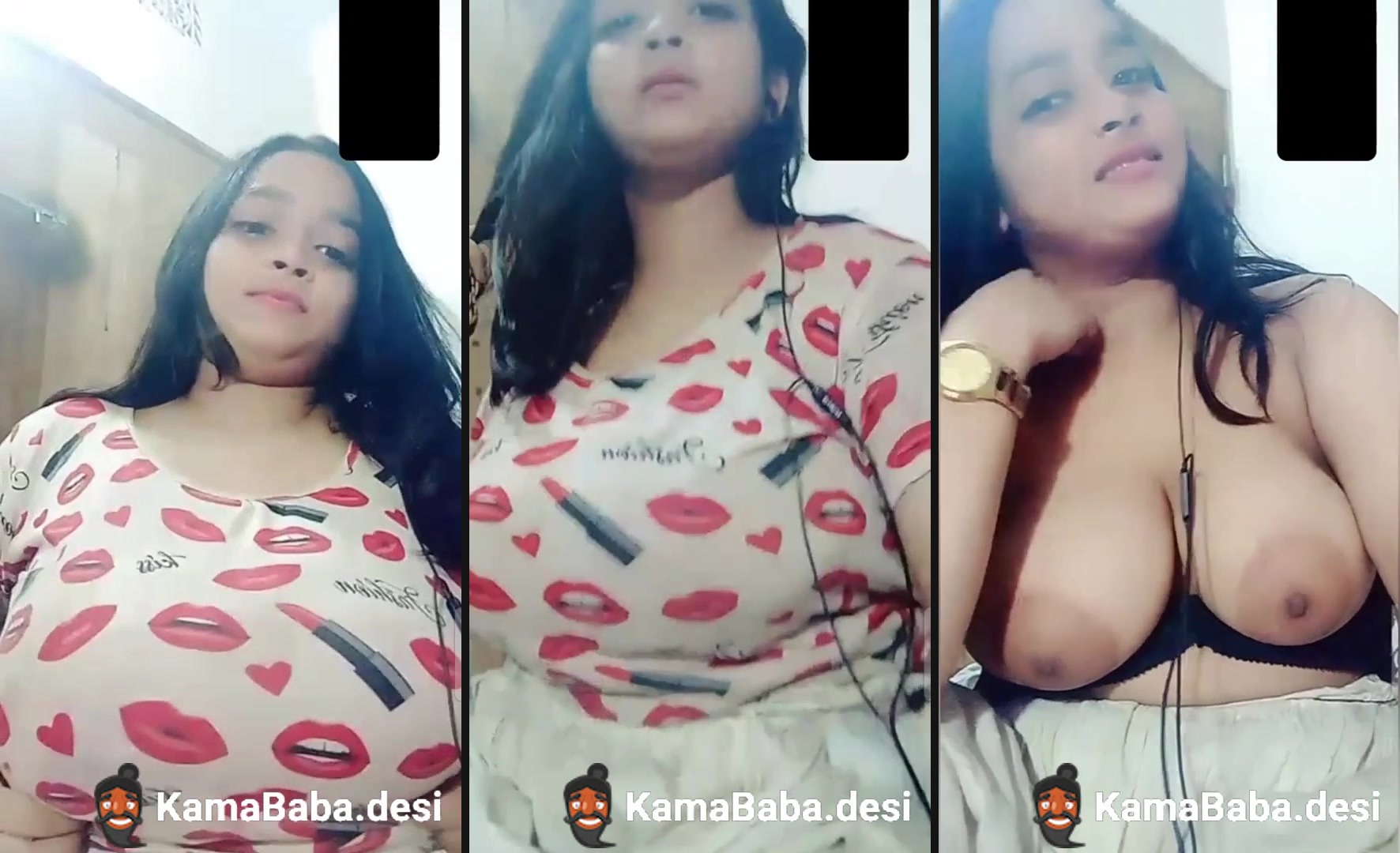 Big boob girl shows her boobs on a video call sex