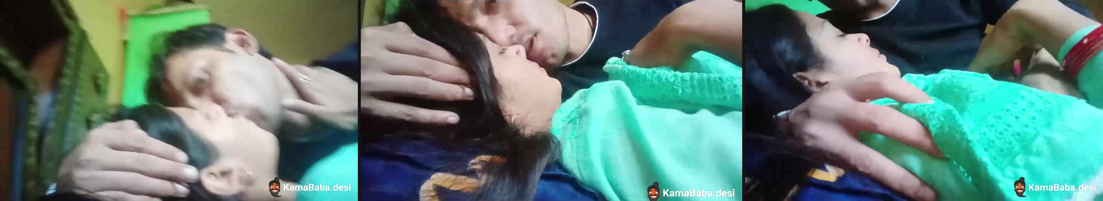 Cheating wife kisses her lover and lets him suck her boobs