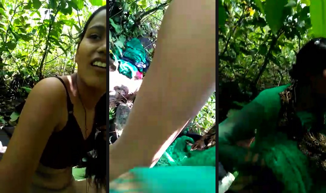 Cute girl with lover in Jungle | Video of Cute girl with lover in Jungle shared online in sinhalahub. The video features a hot sexy figured desi girl getting captured by her chodan lover after sex in the privacy of the jungle.