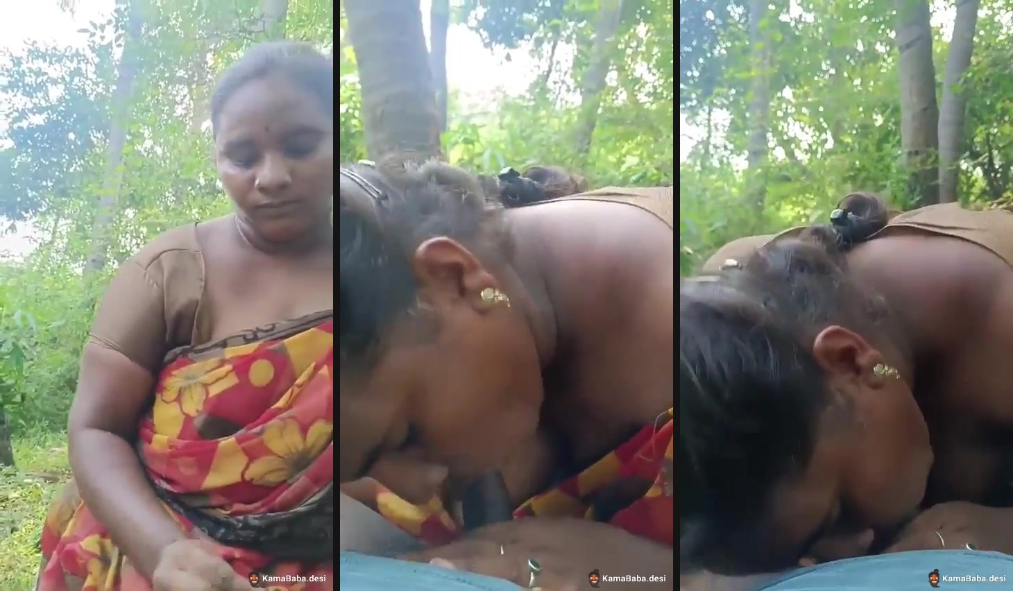 Desi Tamil lady gives an Indian blowjob in the jungle