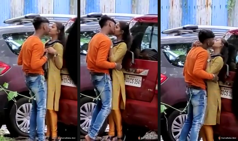 Desi couples erotic romance in a public area