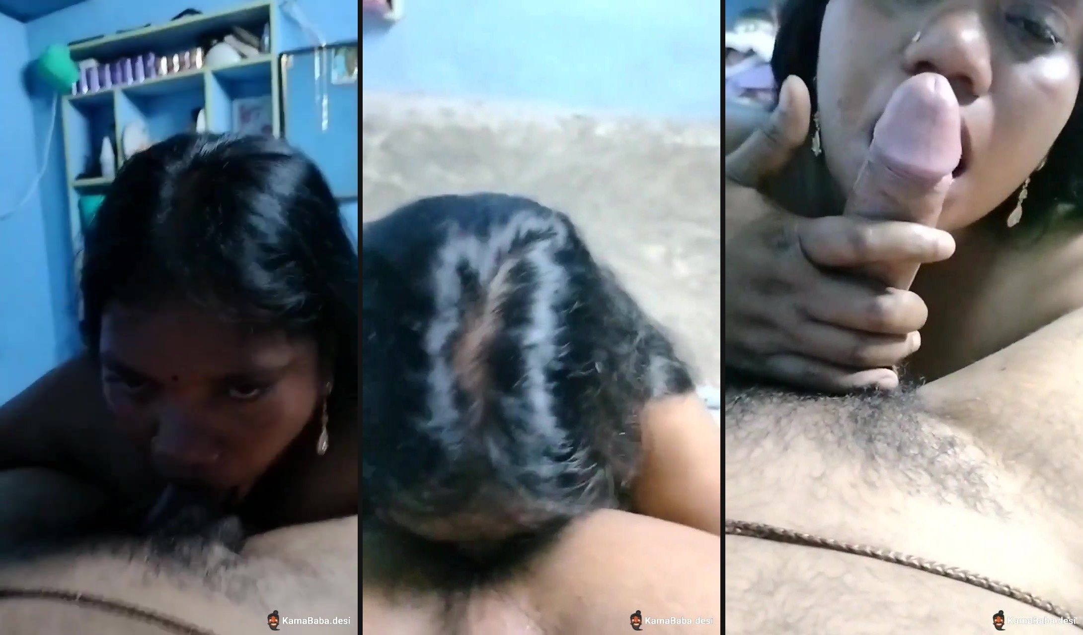 Desi lady swallows her owner's balls and licks his ass