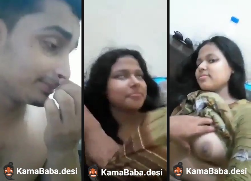 Guy sucks his GF's boobs and records their nude MMS