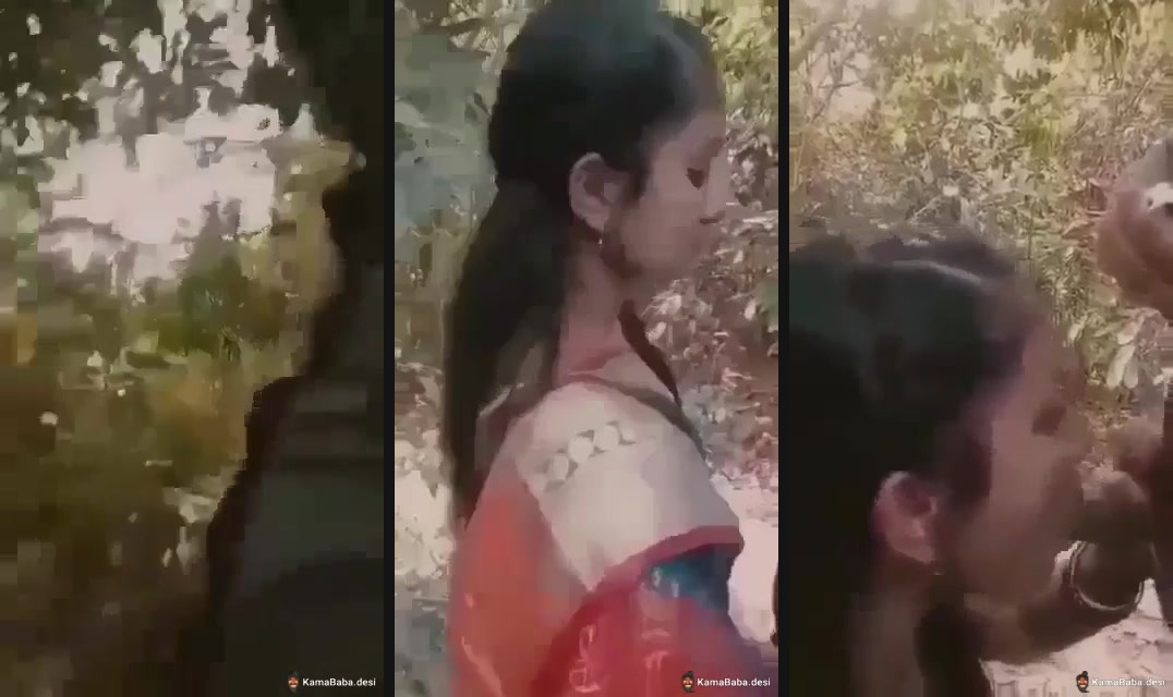 Kinky wife gives an outdoors Indian blowjob to her husband