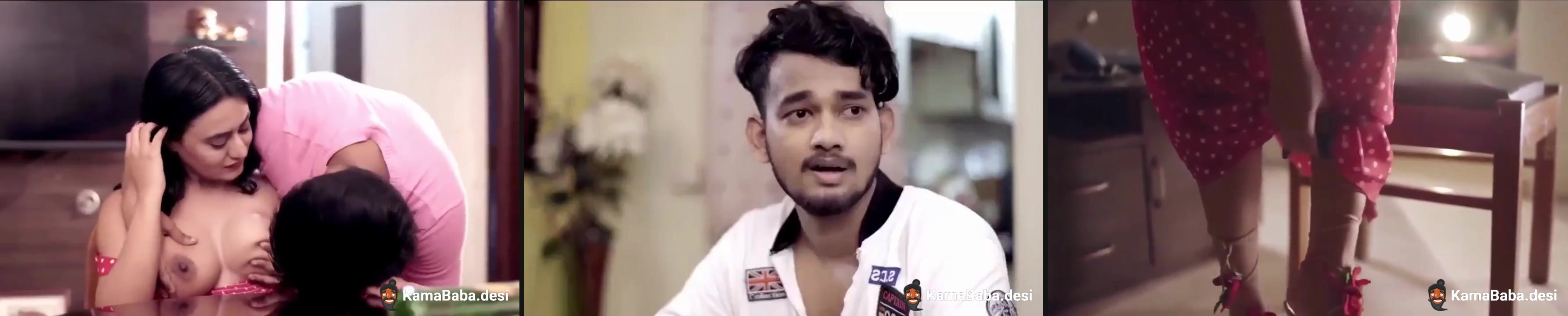 Lover sucks GF's boobs before his friends in Indian adult series
