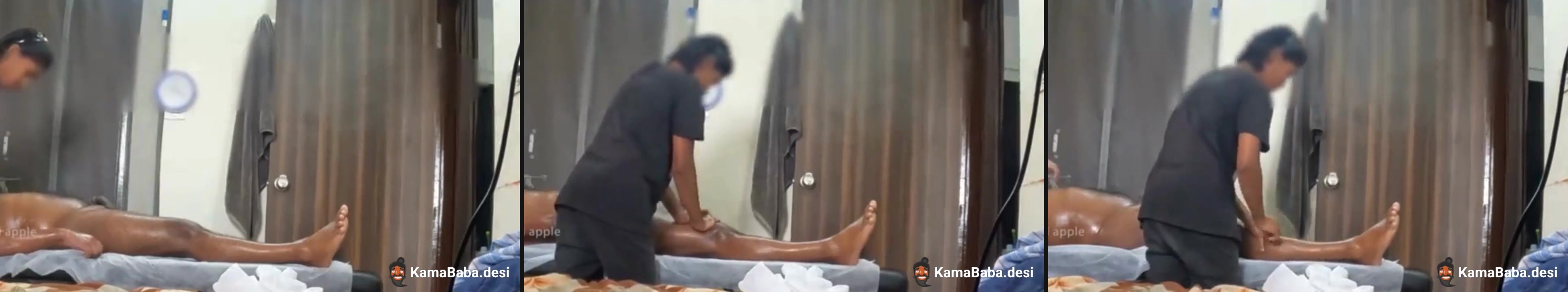 Man jerks in front of Indian masseuse during a massage - Watch Online Free