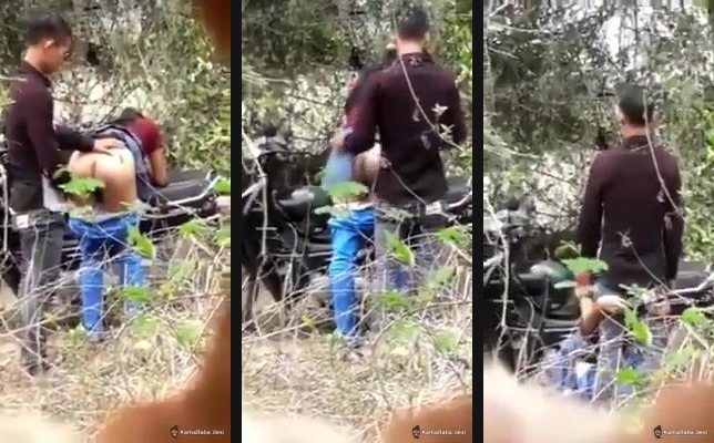 Nepali couple's outdoor xxx video on a bike