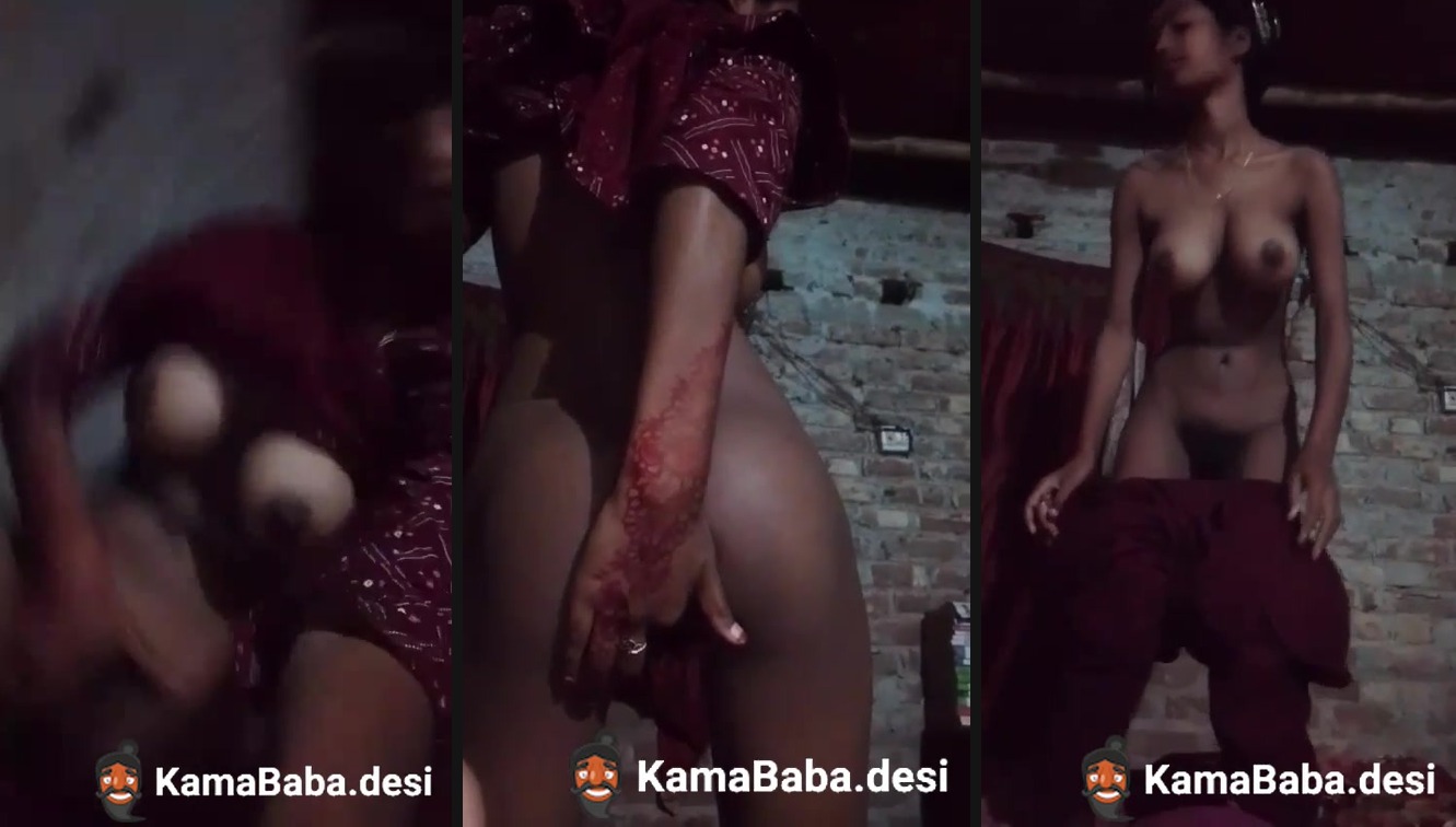 Nude desi girl strips and shows her boobs and hairy pussy