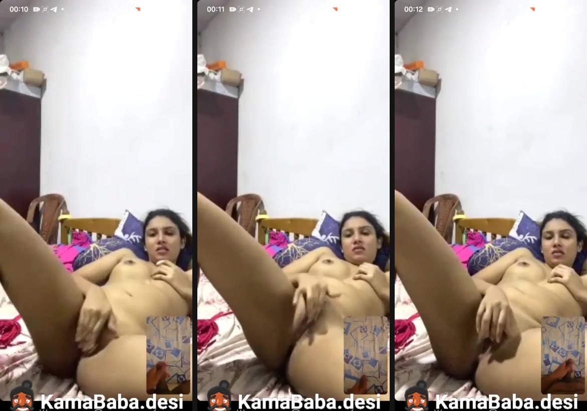 Nude girl fingers pussy during a video call sex with her BF - XXX Clip