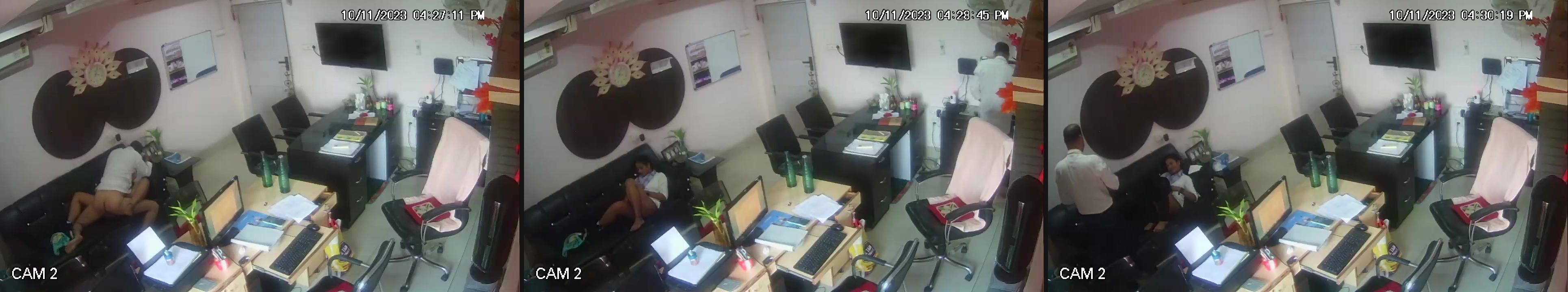 Office xxx MMS of an old man fucking a girl on a couch