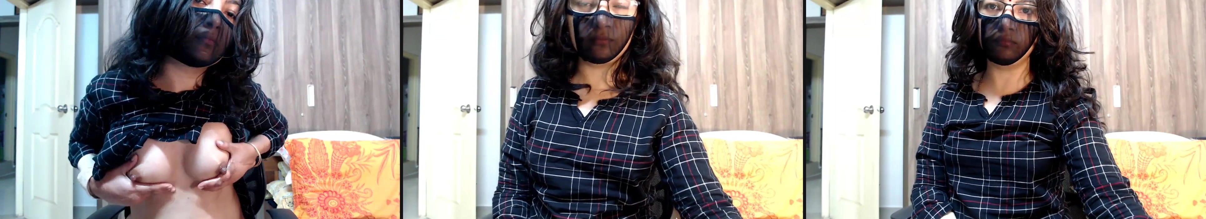 Sexy corona masked Indian girl with missing fingers solo | Masked sex videos are very disturbing for sure. But how come this video got a space in here?