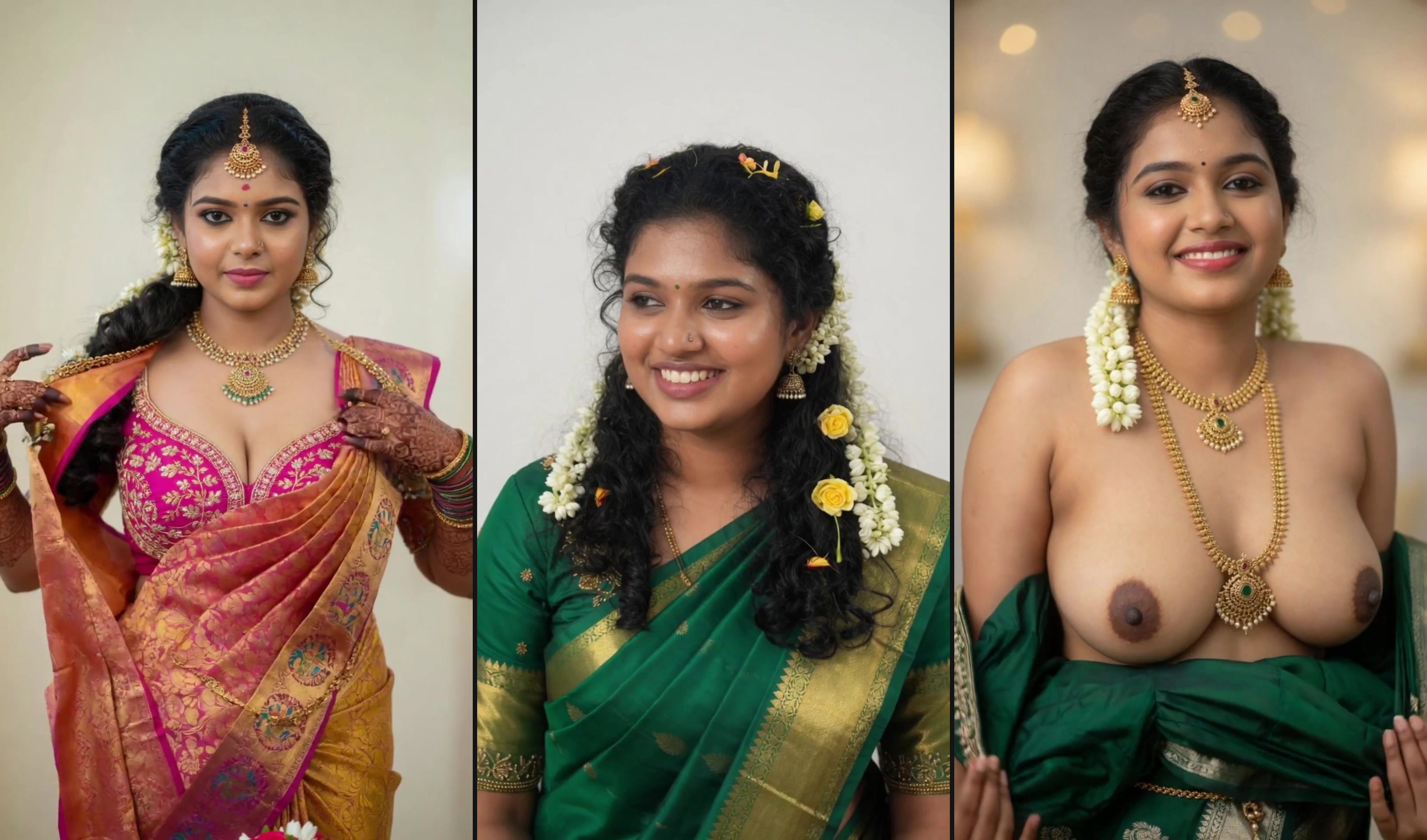Traditional South Indian girls stripping naked like whores