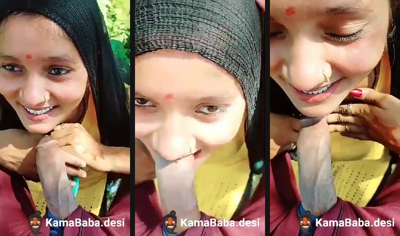 Village Bhabhi gives a desi blowjob outdoors on the farm