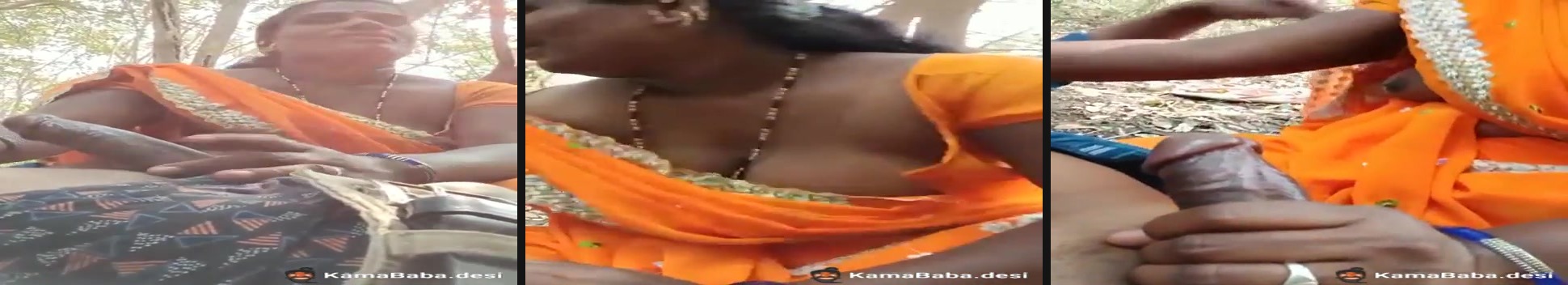 Village sex of a desi milf sucking her lover's BBC outdoors