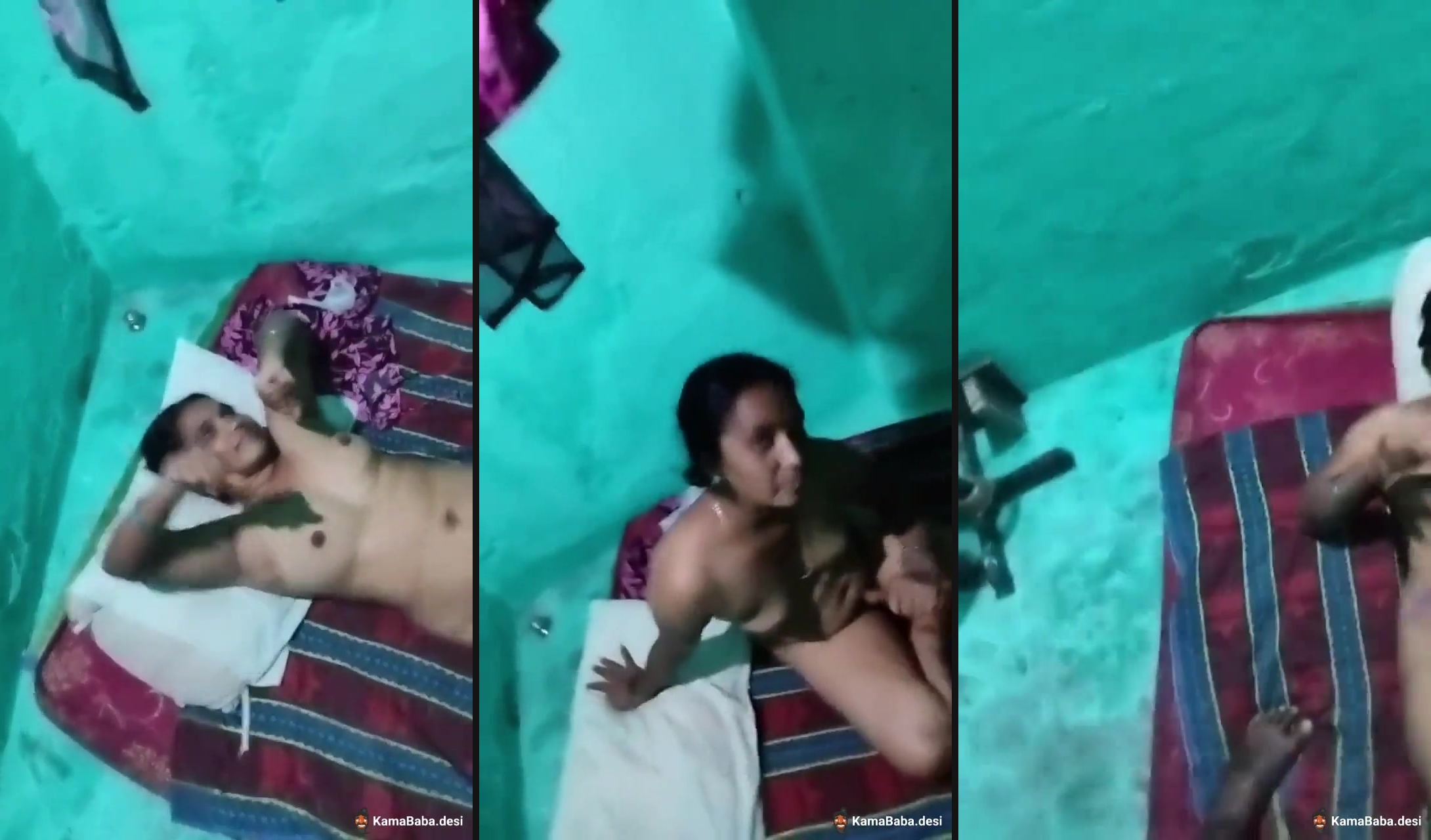 Village sex of a wife putting a condom on dick before sex