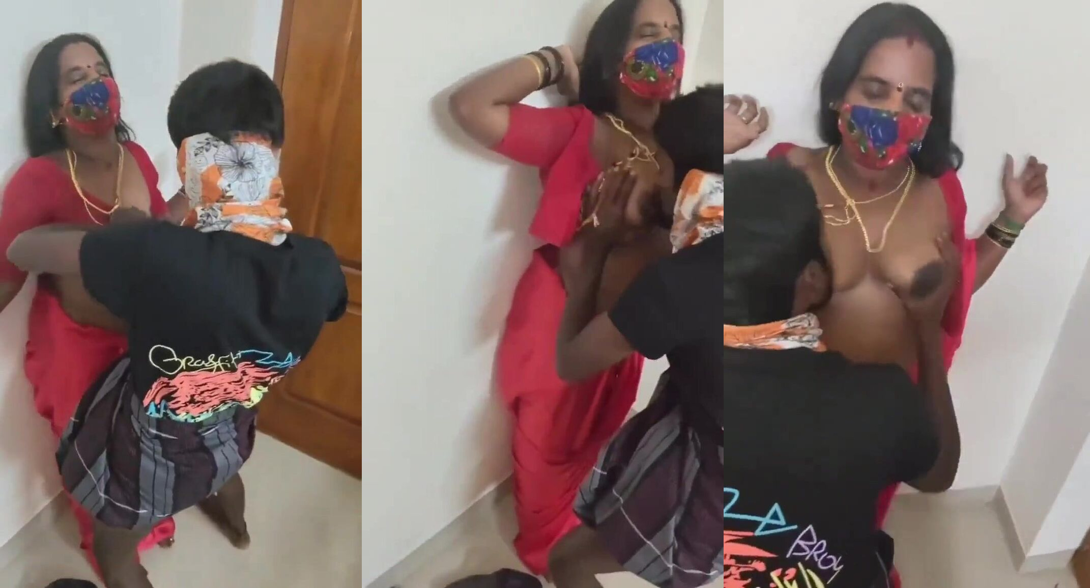 Bengali servant sucking horny housewife's big boobs