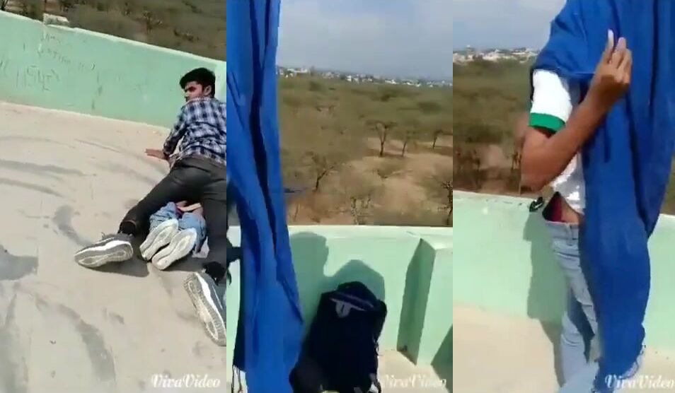Bihari college girl caught with lover fucking on terrace