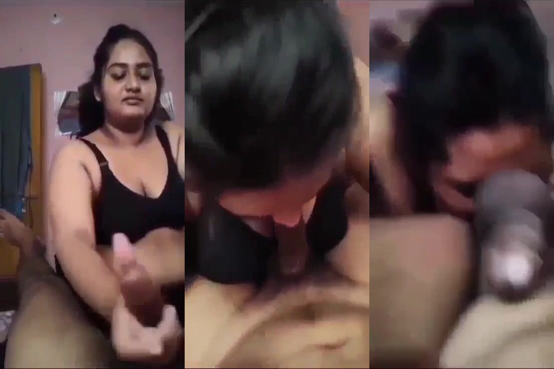 Black bra chubby aunty exclusive oral sex and balls licking xxx mms