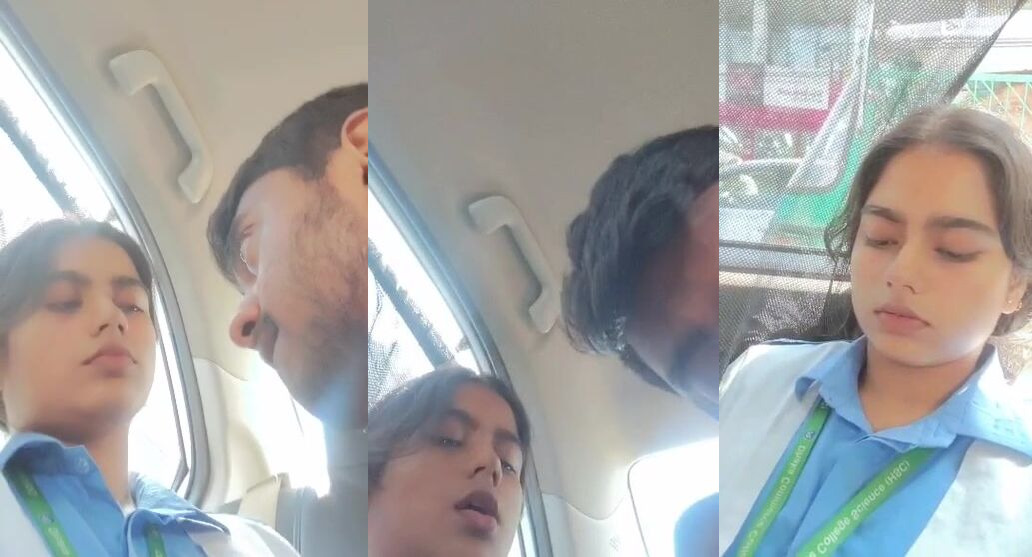 Cab driver boyfriend fingering wet pussy of sexy girlfriend in car
