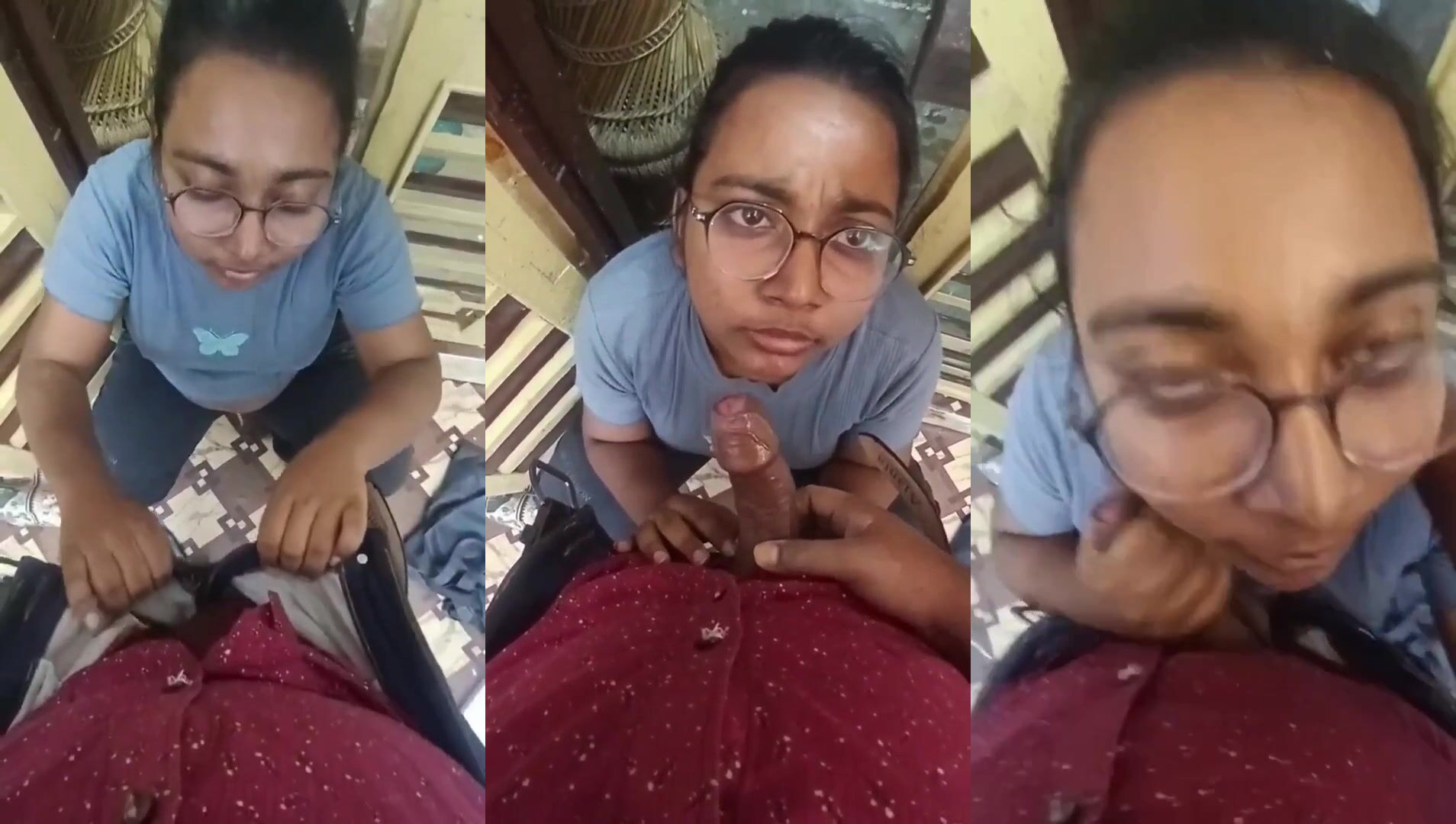Delivery boy enjoying hot oral sex from slutty Bengali girl