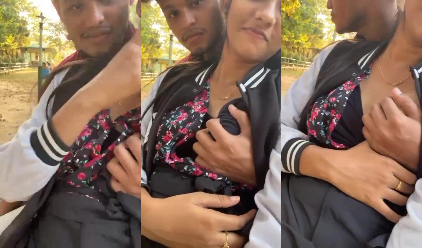 Desi college boy squeezing boobs of gf in park viral mms