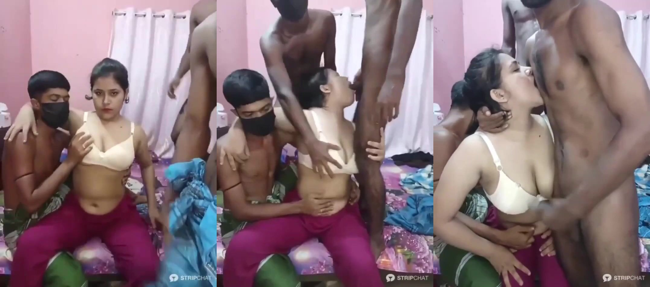 Exclusive group sex of slutty hot girl with Three boys