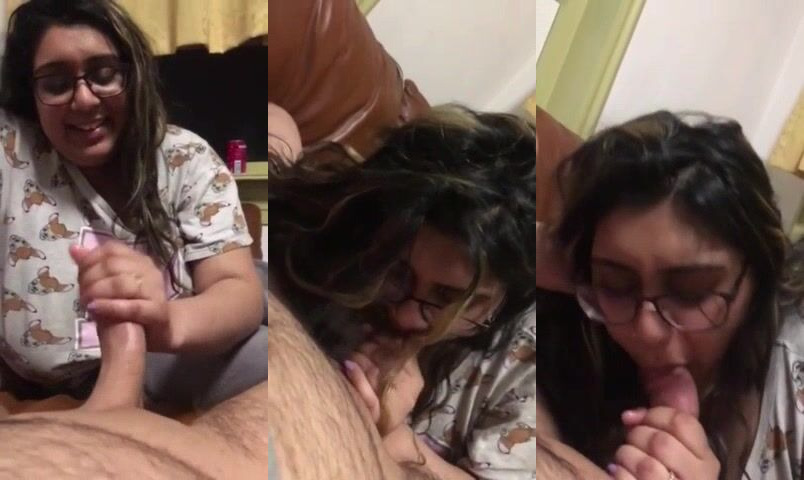 Friend's chubby sister seduced and gives hot blowjob