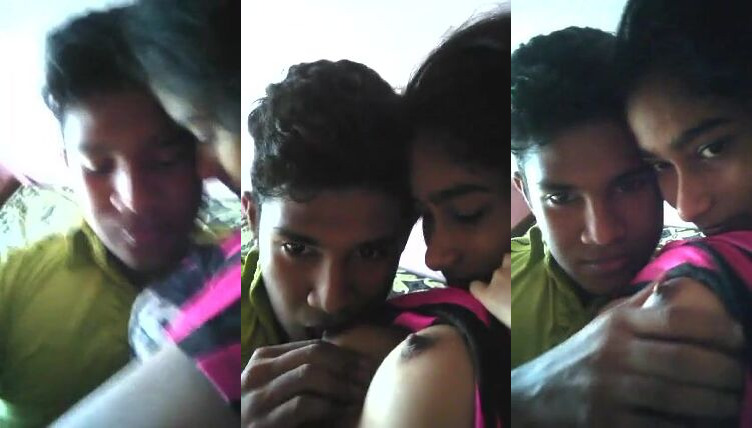 Horny Bihari boy arousing and sucking girlfriend's soft boobs
