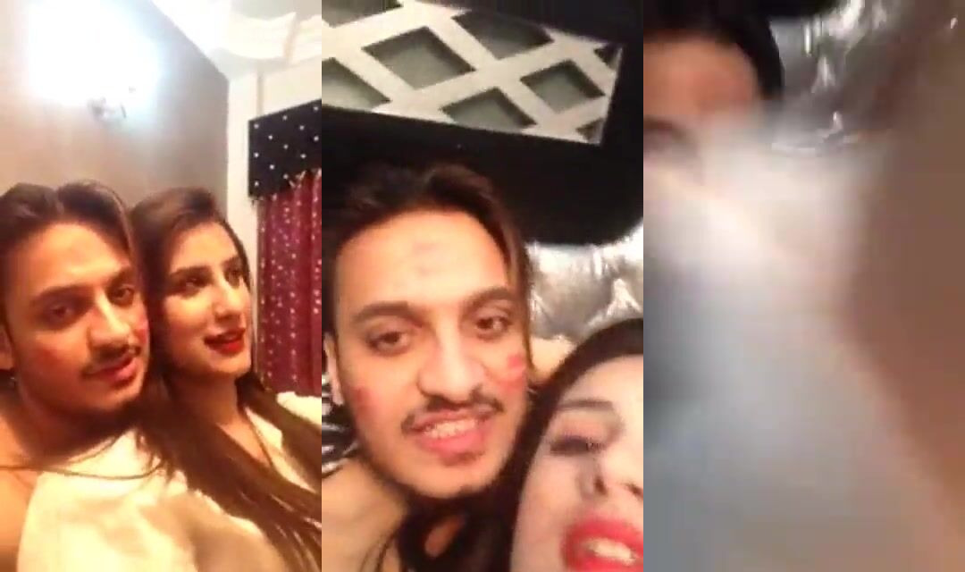 Pakistani TikToker squeezing hot gf's boobs after intense sex