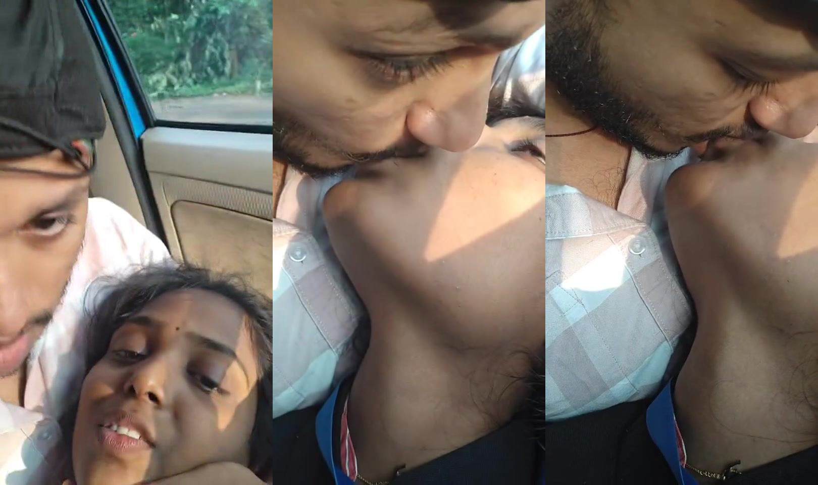 Tamil cab driver and his girlfriend hot tongue play and pussy rubbing in car