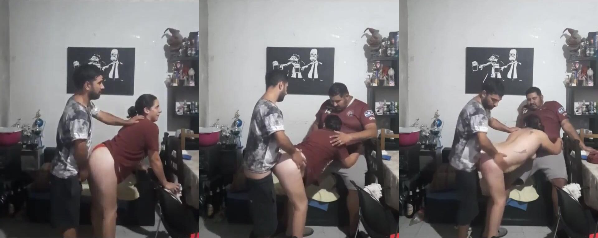 Viral hot threesome chudai mms of Bengali milf aunty with two neighbour guys