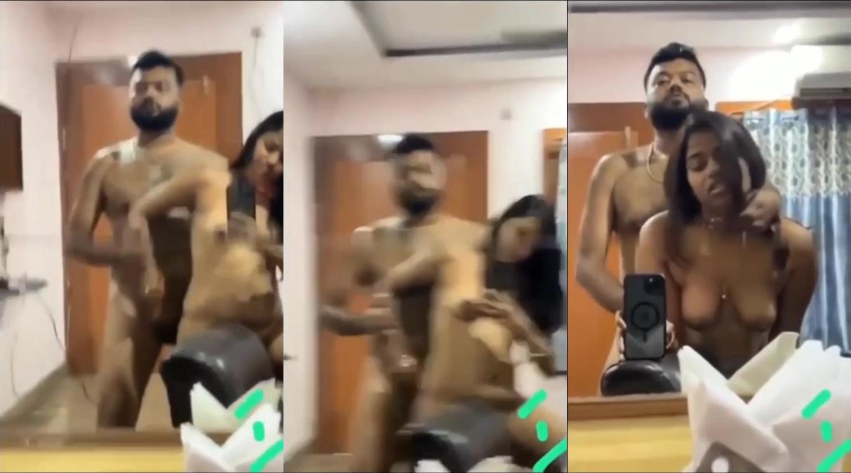 SL Couple Mirror Doggy – Sri Lanka මොල තදවෙලා හිටගෙනම හුකාගන්නව | SinhalaHub - Full HD Video