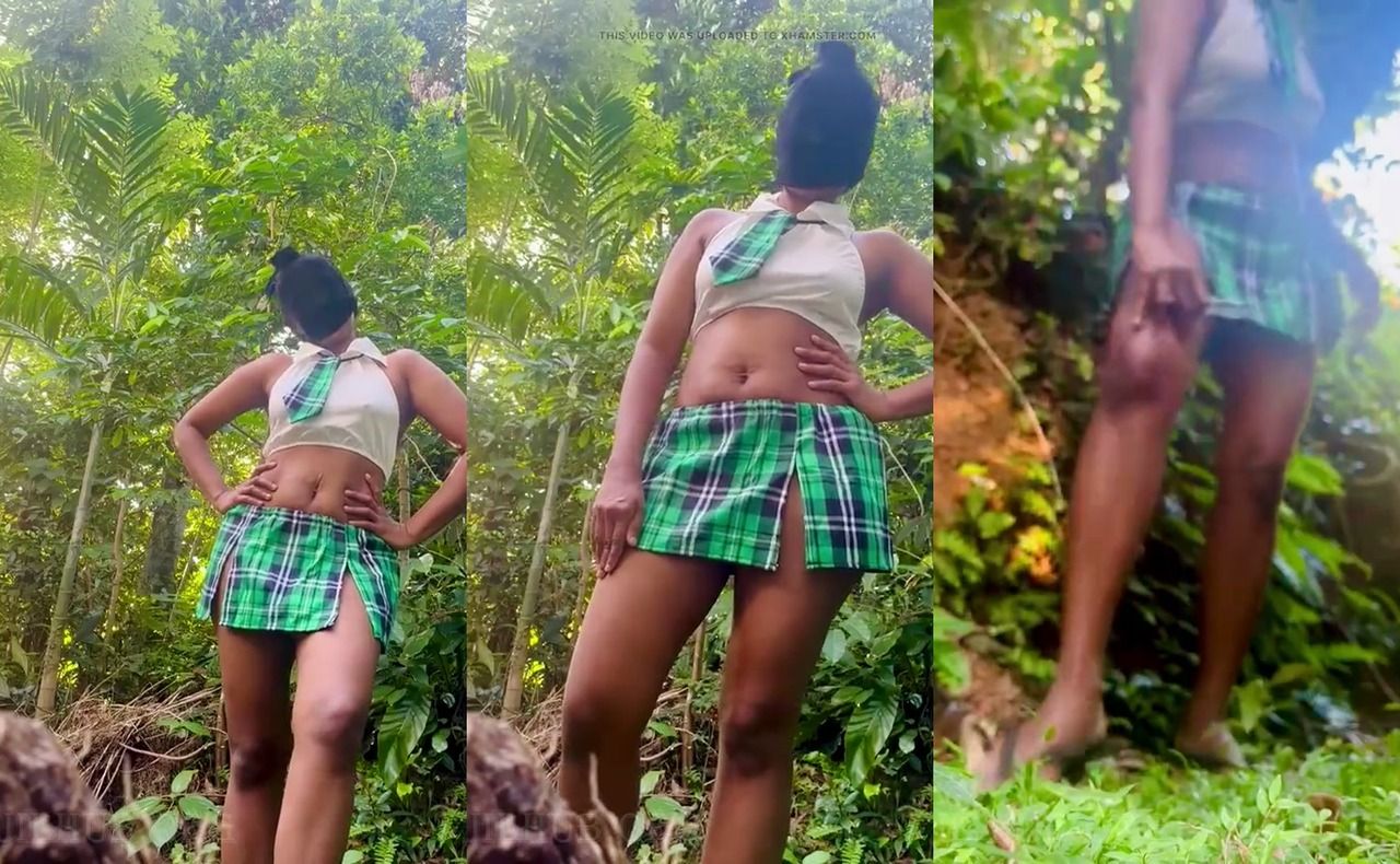 Sri Lankan girl outdoor dildo fuck in green uniform pussy spread - Sri Lankan HD Video